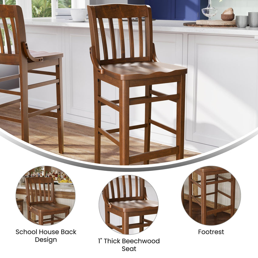 HERCULES Series Restaurant Barstool School House Back by Flash Furniture - SchoolOutlet