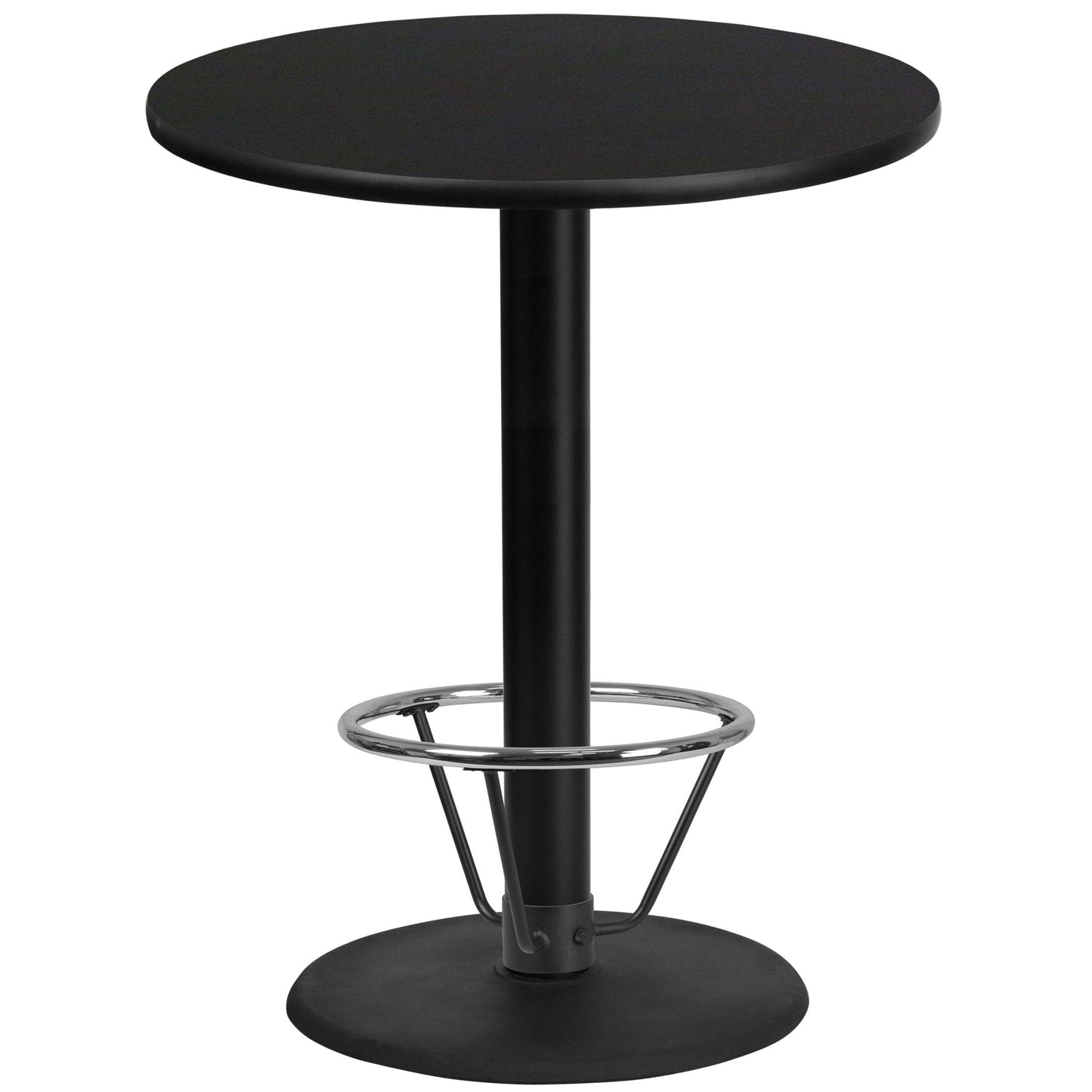 Stiles 36'' Round Hospitality Table with Laminate Top - Bar Height Table Base and Foot Ring by Flash Furniture - SchoolOutlet