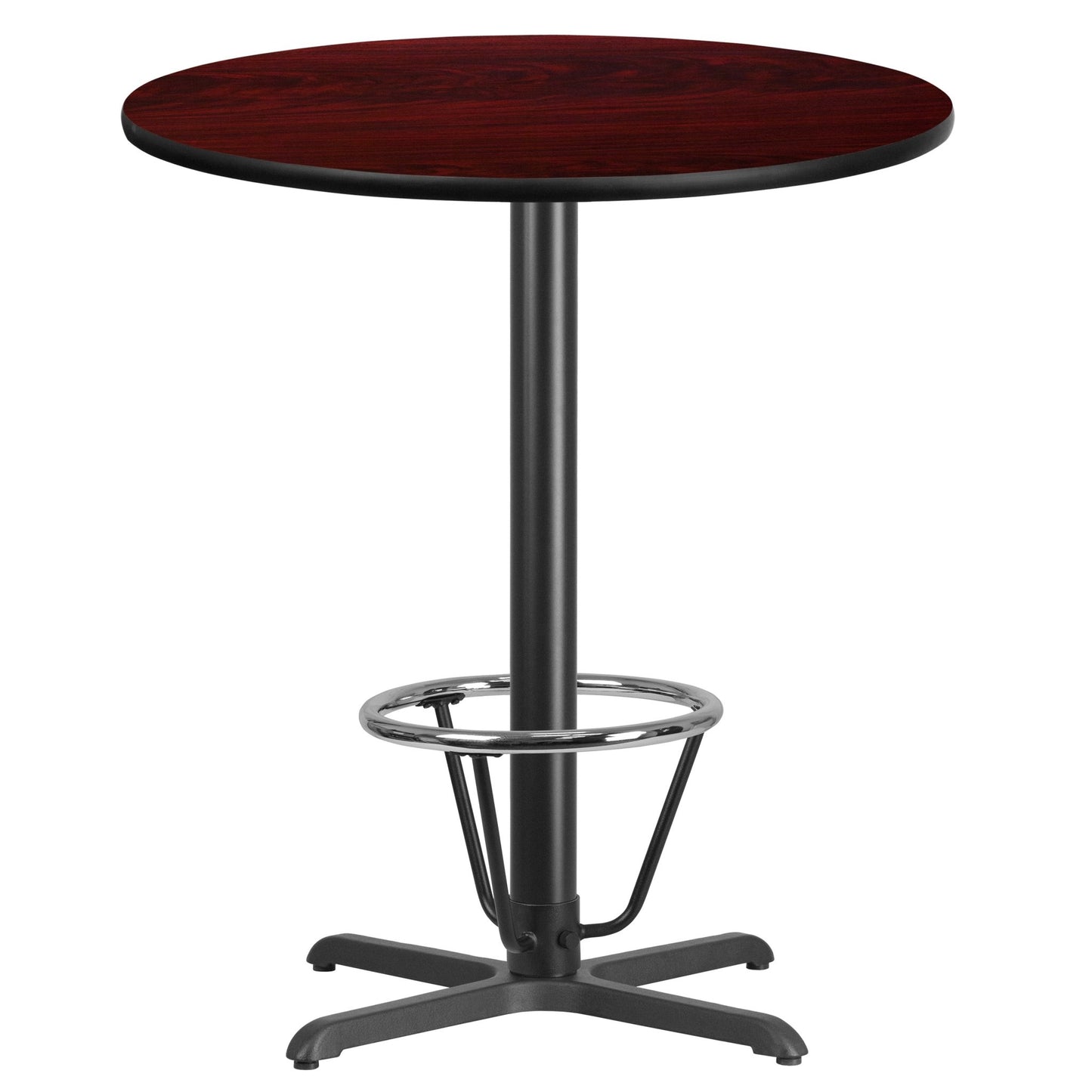Stiles 36'' Round Hospitality Table with Laminate Top - Bar Height Table Base and Foot Ring by Flash Furniture - SchoolOutlet