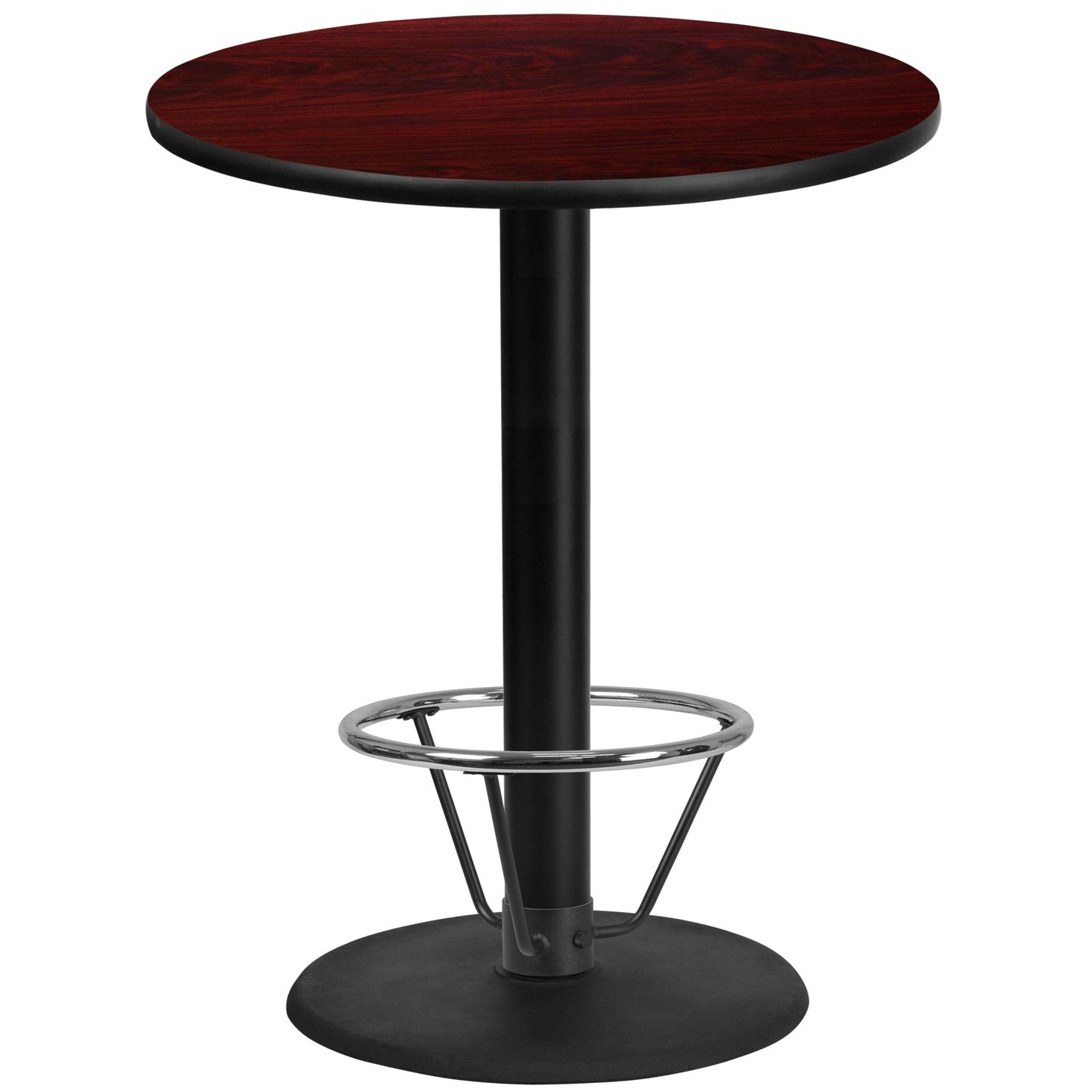 Stiles 36'' Round Hospitality Table with Laminate Top - Bar Height Table Base and Foot Ring by Flash Furniture - SchoolOutlet