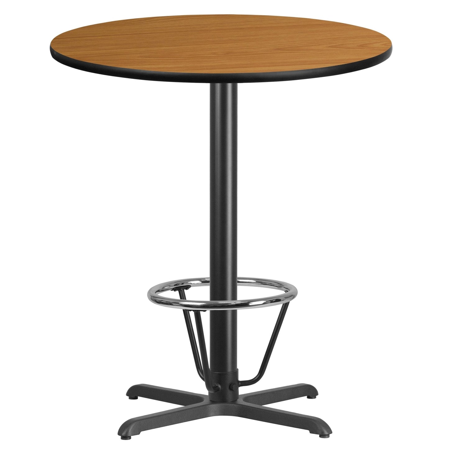 Stiles 36'' Round Hospitality Table with Laminate Top - Bar Height Table Base and Foot Ring by Flash Furniture - SchoolOutlet