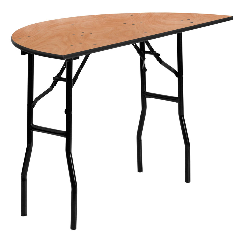 Furman 4 - Foot Half - Round Wood Folding Banquet Table by Flash Furniture - SchoolOutlet