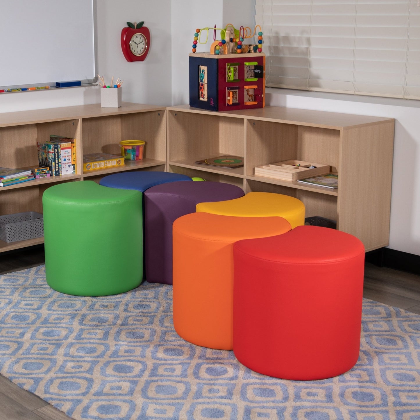 Flash Furniture Nicholas Soft Seating Flexible Moon Modular Ottoman for Classrooms and Common Spaces - 18" Seat Height - SchoolOutlet