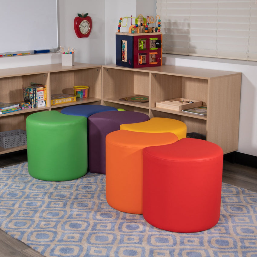 Flash Furniture Nicholas Soft Seating Flexible Moon Modular Ottoman for Classrooms and Common Spaces - 18" Seat Height - SchoolOutlet