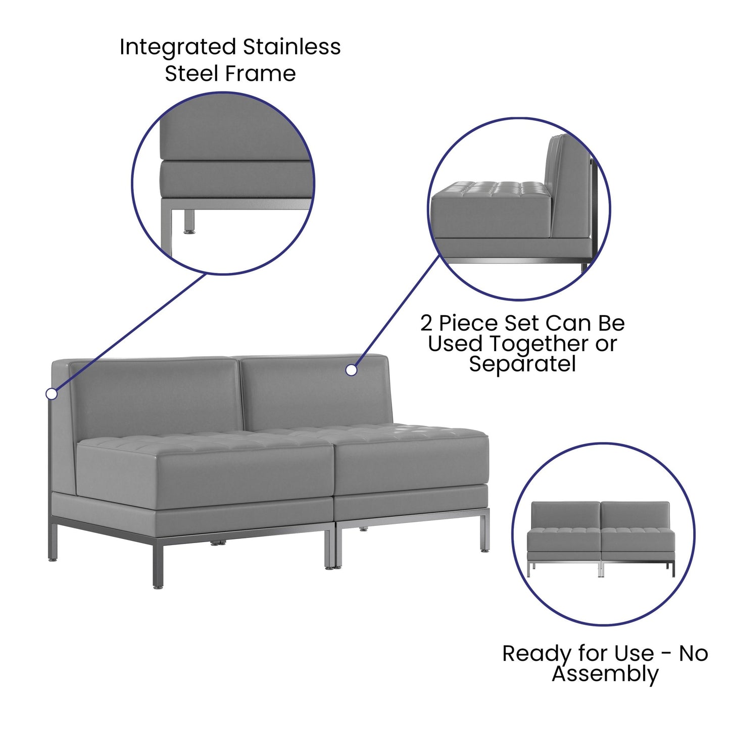 HERCULES Imagination Series 2 Piece Waiting Room LeatherSoft Lounge Set - Reception Bench by Flash Furniture - SchoolOutlet