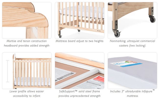 Foundations - Next Gen Serenity SafeReach Side Gate Compact Crib - Clearview (Both Ends) Natural (FOU - 2538040) - SchoolOutlet