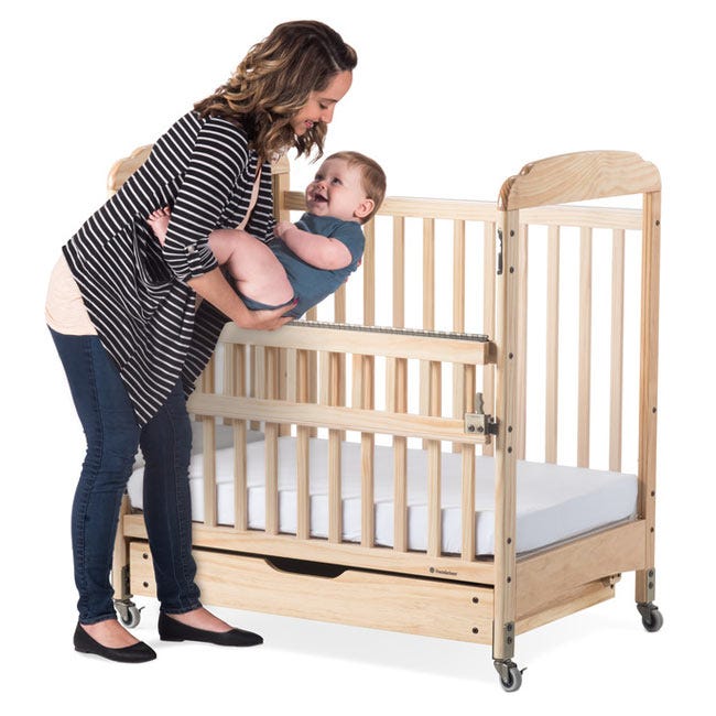 Foundations - Next Gen Serenity SafeReach Side Gate Compact Crib - Clearview (Both Ends) White (FOU - 2542120) - SchoolOutlet