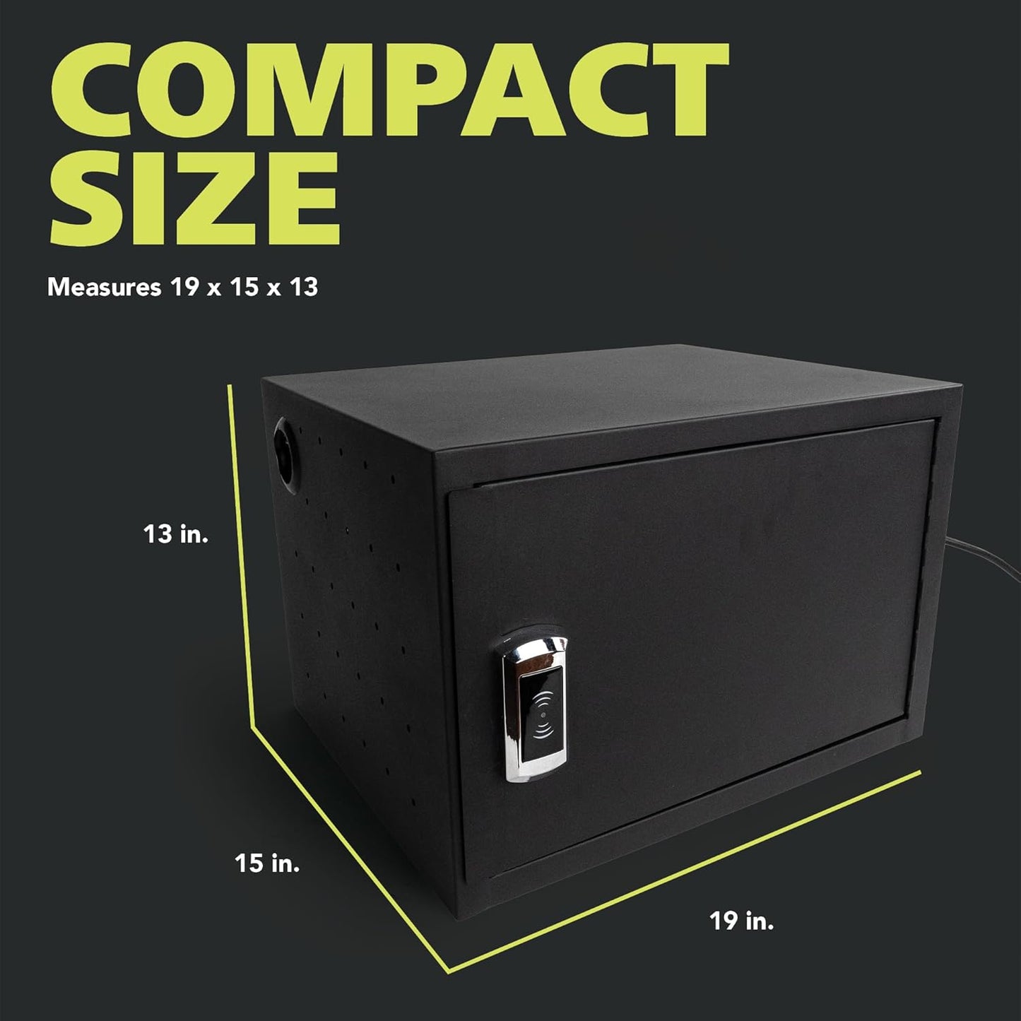 Fuerza 12 - Device Charging Station for Laptops and Tablets, Wall - Mount Lockable Charging Cabinet for 12 Tablets/Chromebooks, Black (FZA - 6801) - SchoolOutlet