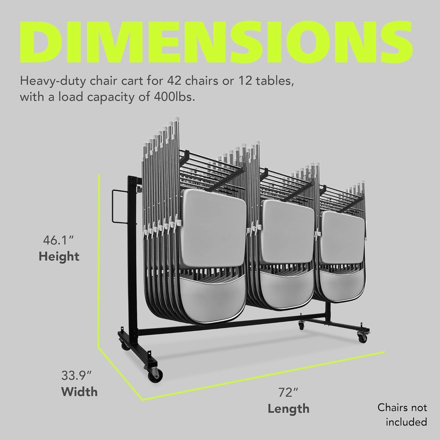 Fuerza 400 lb Capacity Dual - Purpose Folding Chair and Table Storage Cart with Heavy - Duty Wheels (FZA - 6993) - SchoolOutlet