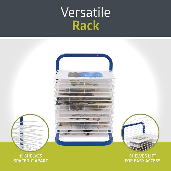 Fuerza Table Top or Wall Mount 15 - Shelf Art Drying Rack for Classrooms or Art Studios - SchoolOutlet
