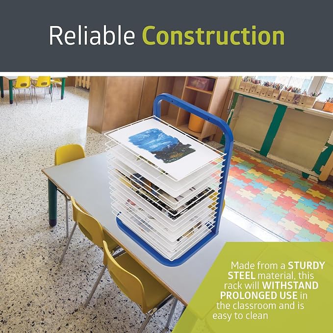 Fuerza Table Top or Wall Mount 15 - Shelf Art Drying Rack for Classrooms or Art Studios - SchoolOutlet