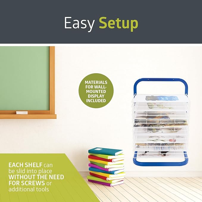 Fuerza Table Top or Wall Mount 15 - Shelf Art Drying Rack for Classrooms or Art Studios - SchoolOutlet