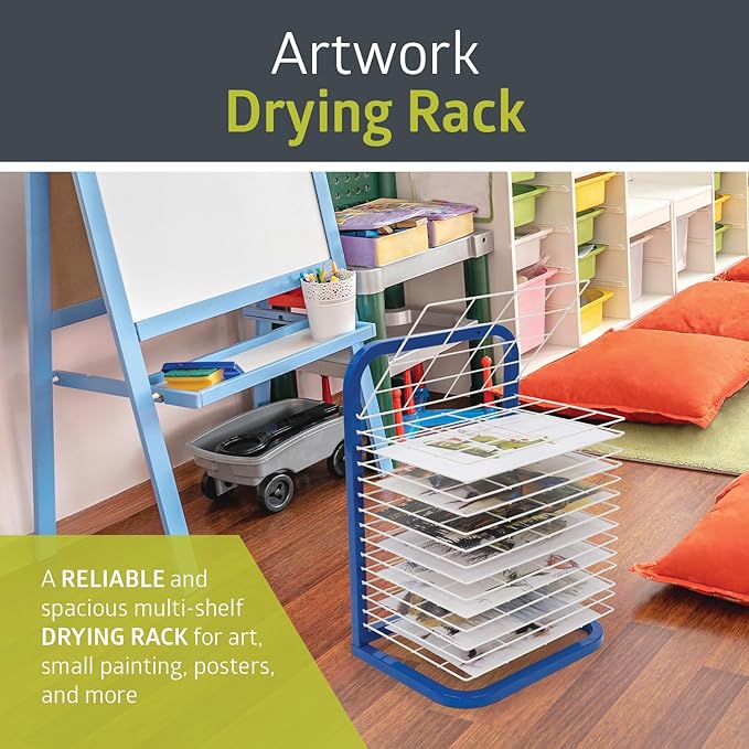 Fuerza Table Top or Wall Mount 15 - Shelf Art Drying Rack for Classrooms or Art Studios - SchoolOutlet