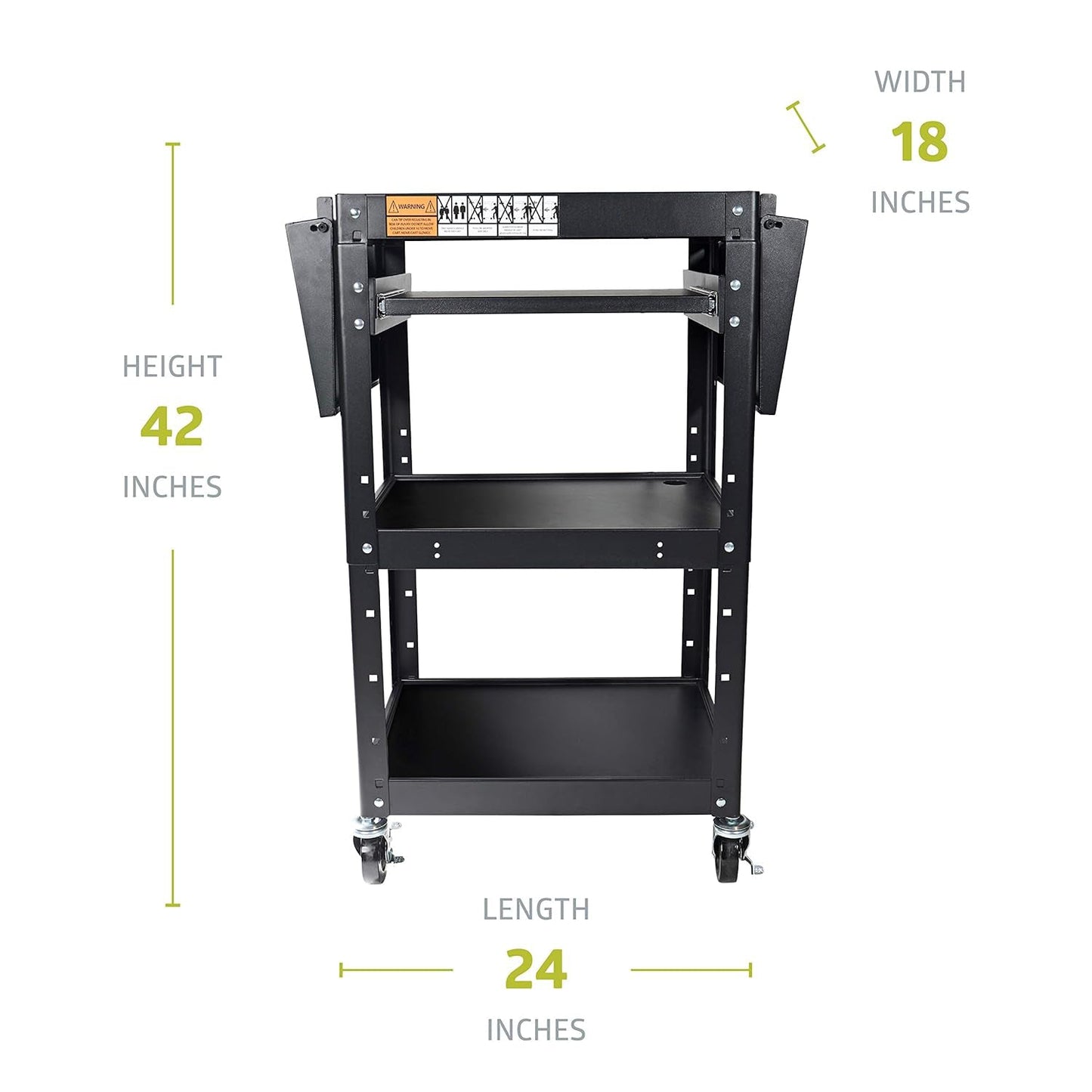 Fuerza AV Presentation Cart w/Drop Leaves and Adjustable Shelves for TV, Printer, or Laptop - SchoolOutlet