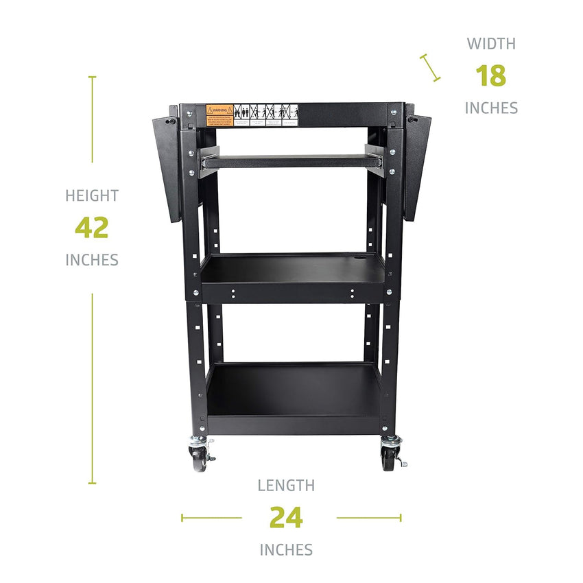 Fuerza AV Presentation Cart w/Drop Leaves and Adjustable Shelves for TV, Printer, or Laptop - SchoolOutlet
