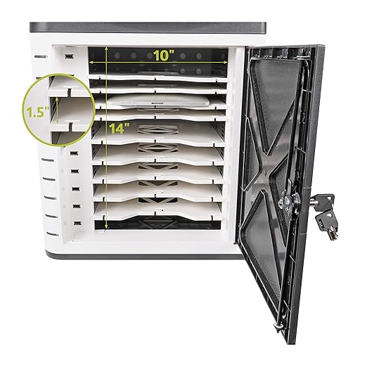 Fuerza 10 Device USB Charging Storage Cabinet for iPads, Chromebooks and Laptops Up to 11 " Screen Size - SchoolOutlet