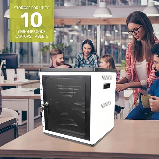 Fuerza 10 Device USB Charging Storage Cabinet for iPads, Chromebooks and Laptops Up to 11 " Screen Size - SchoolOutlet