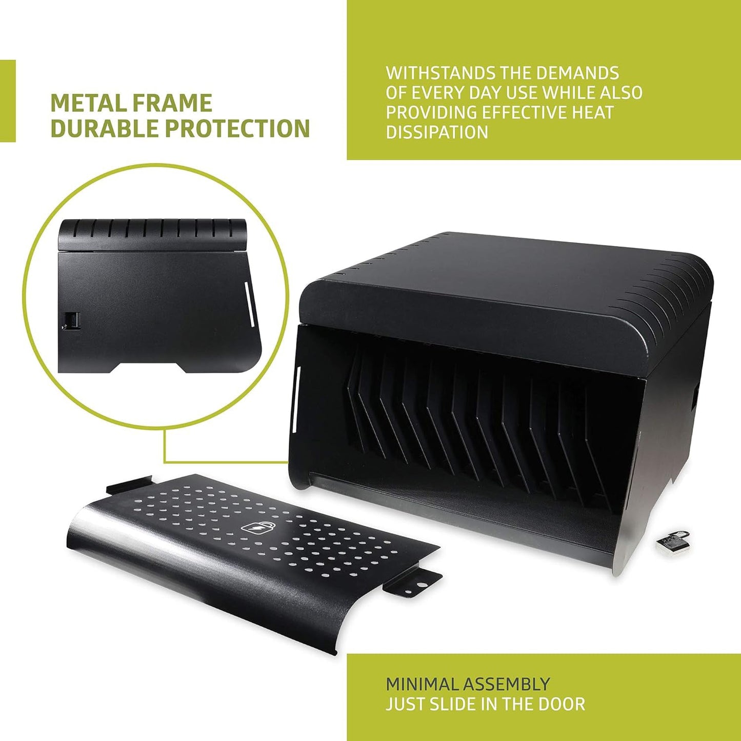 Fuerza 12 Device Portable Charging Station for Tablets, iPads, Chromebooks, and Laptop Computers with Lock, Up to 14 " Screen Size - SchoolOutlet