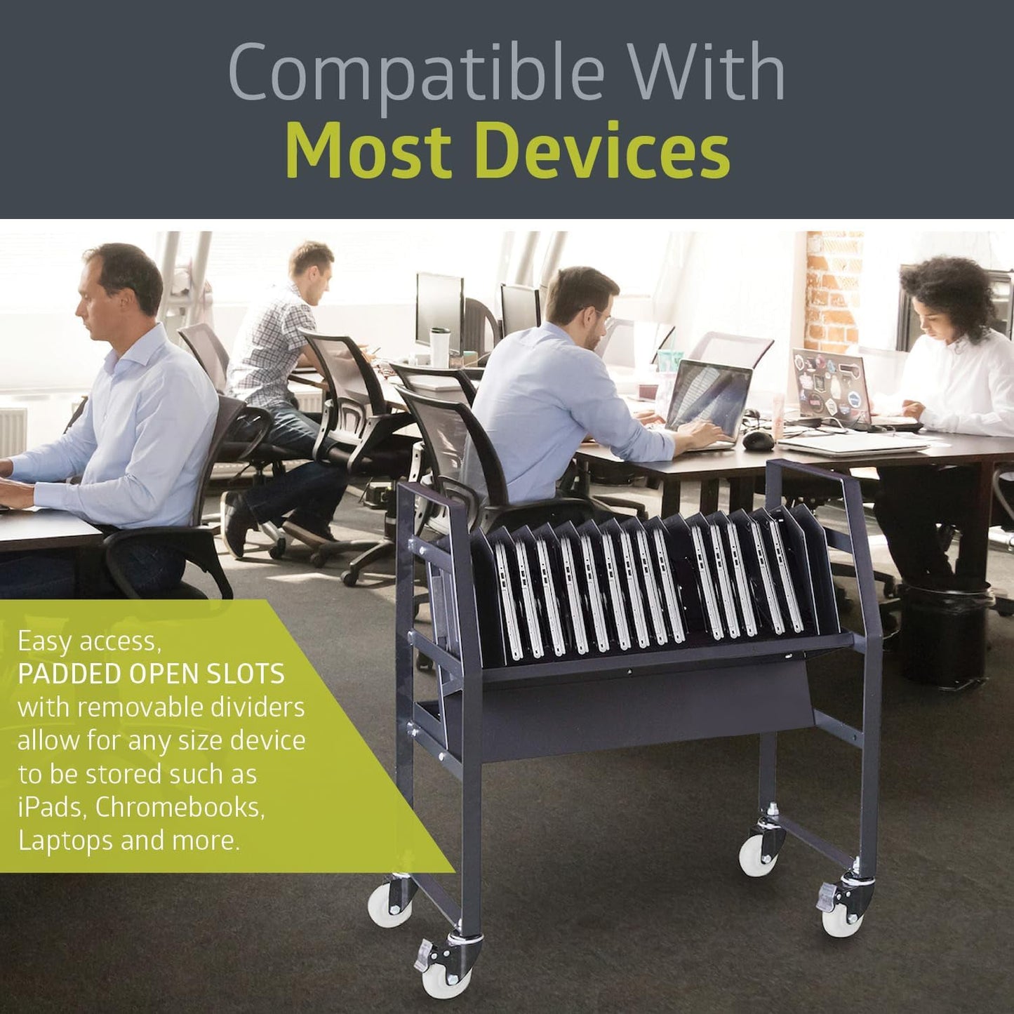 Fuerza 16 Device Mobile Open Charging Cart for iPads,Chromebooks & Laptop Computers, Compatible with Any Screen Size - SchoolOutlet