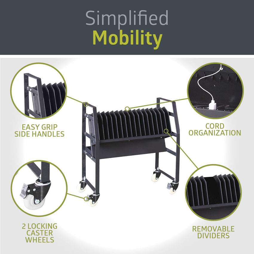 Fuerza 16 Device Mobile Open Charging Cart for iPads,Chromebooks & Laptop Computers, Compatible with Any Screen Size - SchoolOutlet
