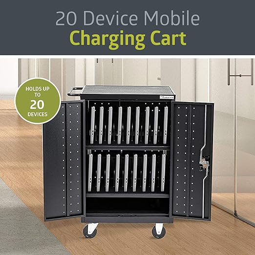 Fuerza 20 Device Mobile Charging and Storage Cart for iPads, Chromebooks and Laptop Computers, Up To 17 " Screen Size - SchoolOutlet
