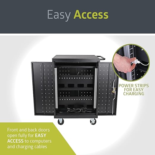 Fuerza 20 Device Mobile Charging and Storage Cart for iPads, Chromebooks and Laptop Computers, Up To 17 " Screen Size - SchoolOutlet