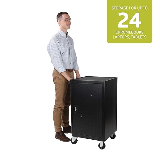 Fuerza 24 Device Charging Cart Station for Chromebooks, iPads, Tablets and Laptops, Store up to 15 " Screen Size (Simple Assembly) - SchoolOutlet