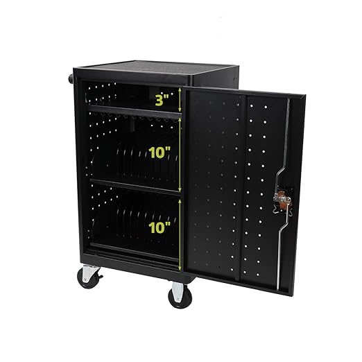 Fuerza 24 Device Charging Cart Station for Chromebooks, iPads, Tablets and Laptops, Store up to 15 " Screen Size (Simple Assembly) - SchoolOutlet