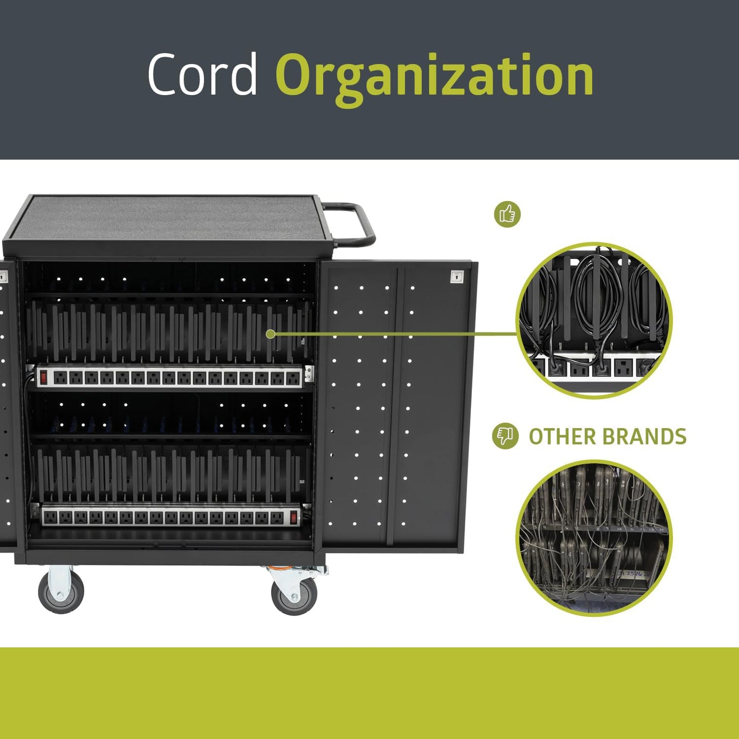 Fuerza 30 Device Mobile Charging and Storage Cart with Cord Management for iPads, Chromebooks and Laptop Computers, Up to 13 " Screen Size - SchoolOutlet