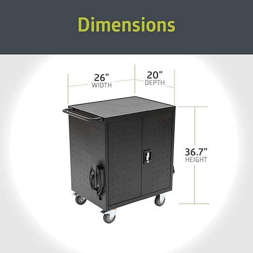 Fuerza 30 Device Mobile Charging and Storage Cart with Cord Management for iPads, Chromebooks and Laptop Computers, Up to 13 " Screen Size - SchoolOutlet