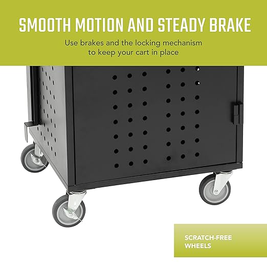 Fuerza 30 Device Charging Cart with Electric Key Card Charger Organization, Cable Management, Up to 14 " Screen Size - SchoolOutlet