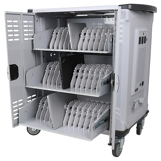 Fuerza 42 Device Mobile Storage Charging Cart with 3 External Outlets, Up to 15.6" Screen Size - SchoolOutlet