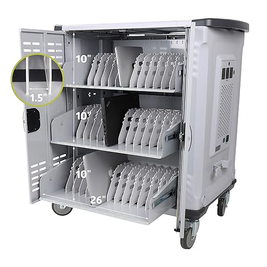 Fuerza 42 Device Mobile Storage Charging Cart with 3 External Outlets, Up to 15.6" Screen Size - SchoolOutlet