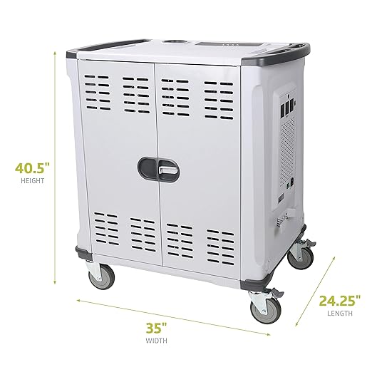 Fuerza 42 Device Mobile Storage Charging Cart with 3 External Outlets, Up to 15.6" Screen Size - SchoolOutlet