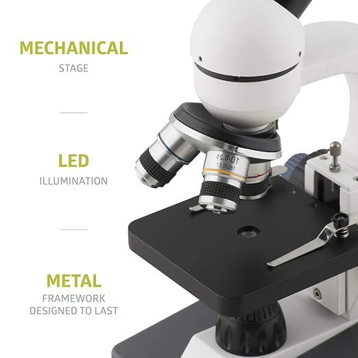 Fuerza Beginner Metal Compound Monocular Optical Glass Microscope Set - SchoolOutlet