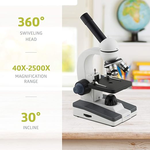Fuerza Beginner Metal Compound Monocular Optical Glass Microscope Set - SchoolOutlet