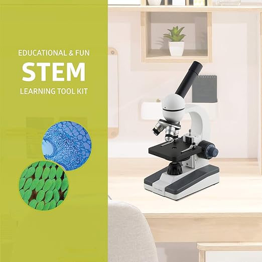 Fuerza Beginner Metal Compound Monocular Optical Glass Microscope Set - SchoolOutlet
