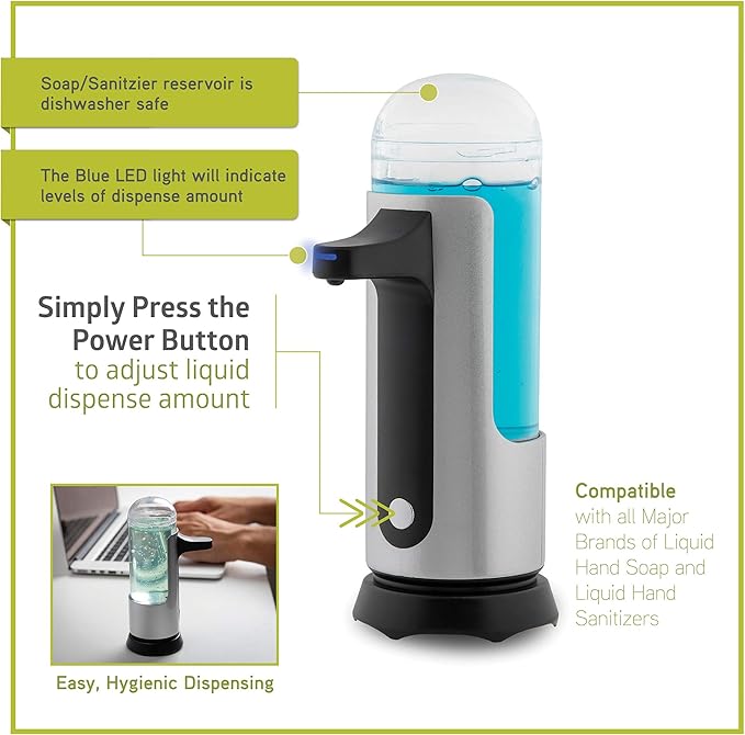 Fuerza 10oz Premium Touchless Battery Operated Soap and Sanitizer Dispenser (Pack of 2) - SchoolOutlet