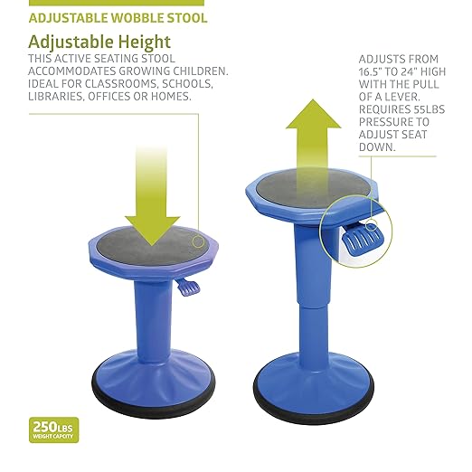 Fuerza Wobble Stool Height - Adjustable from 16.5" - 24" Active Flexible Seating Chair for Kids and Adults - SchoolOutlet