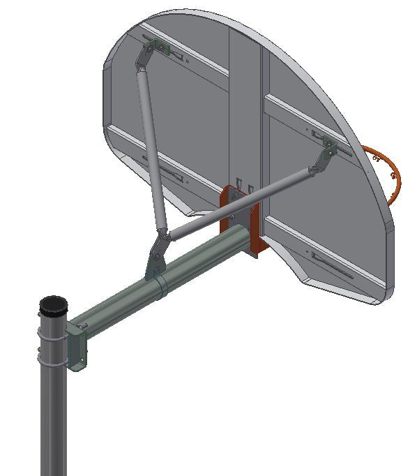 Gared Performance Sports Systems Standard Duty Rear - Mount Adjustable Straight Basketball Post 4 - 1/2" O.D. with 4 Ft Extension Arm and V - Brace (GPS - AAB45R) - SchoolOutlet
