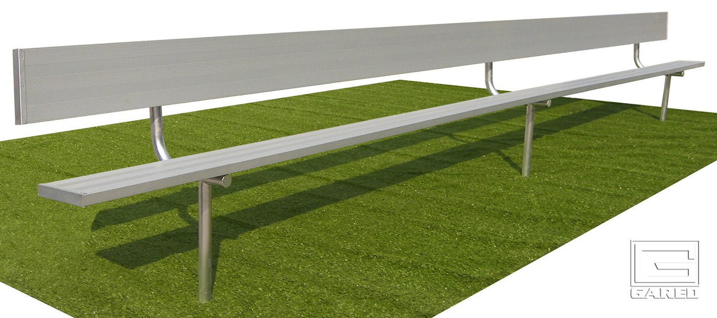 Gared Spectator Inground Bench with Back, 7' 6" Aluminum with Steel Frame (GPS - BE08IGWB) - SchoolOutlet