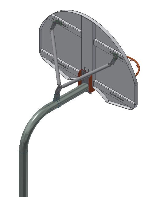 Gared Performance Sports Systems Economy Rear - Mount Gooseneck Basketball Post 3.5" O.D. with 3 Ft Extension Arm and V - Brace (GPS - GN35R) - SchoolOutlet