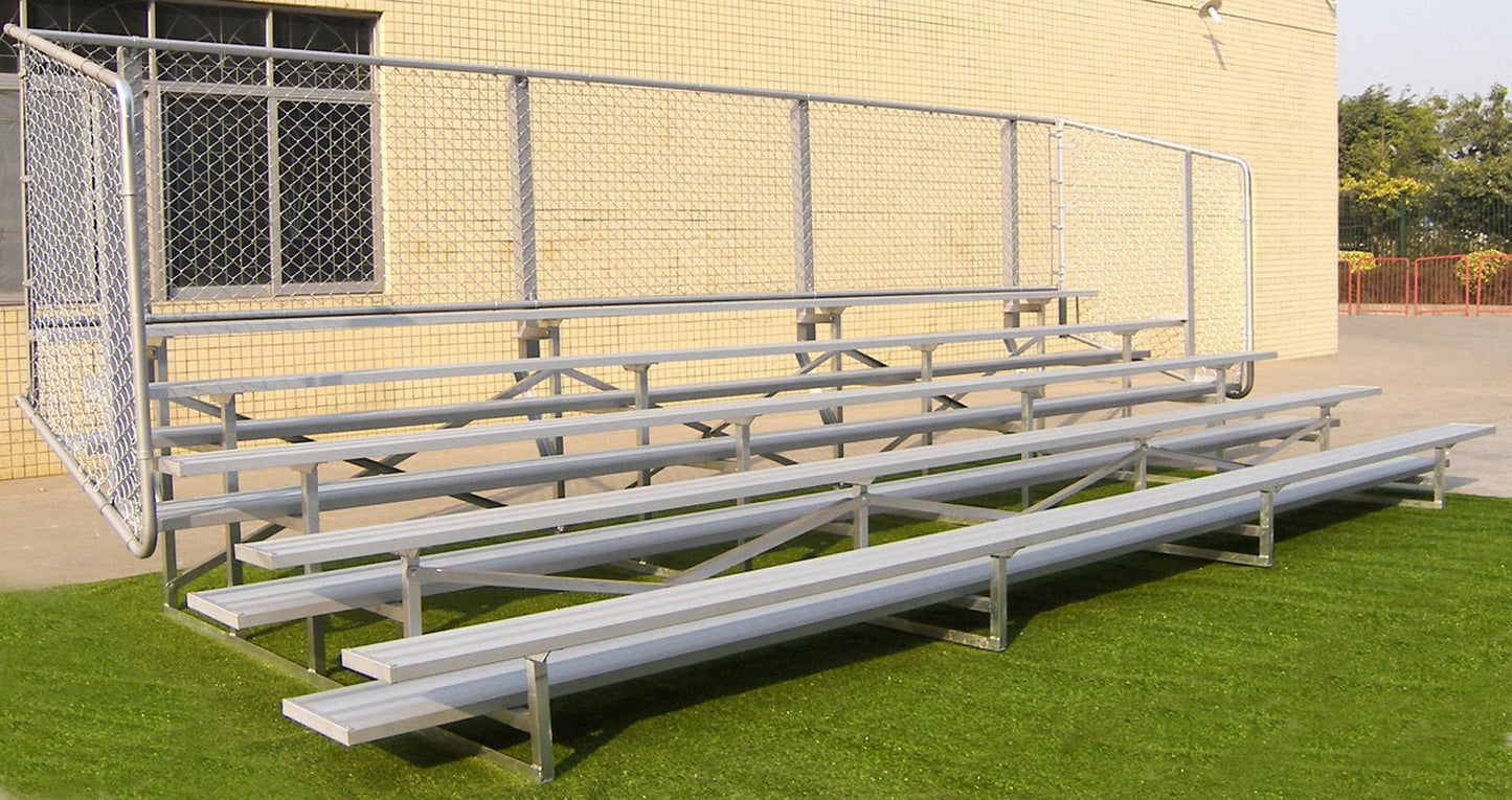Gared Spectator Stationary Bleacher, 5 - Row, 15' Aluminum with Guardrail Seating for 50 Fans (GSP - GSNB0515) - SchoolOutlet