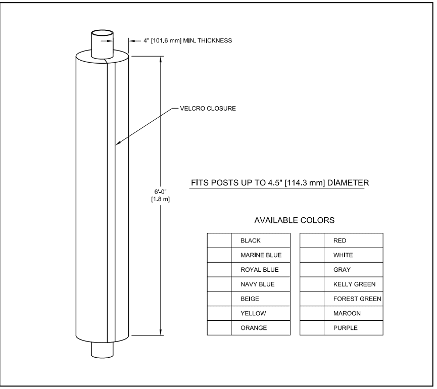 Gared Football Goalpost Pad, 6' High, 4" Thick Foam, Fits Up to 4 - 1/2" O.D. Posts (GPS - GSPPAD3) - SchoolOutlet