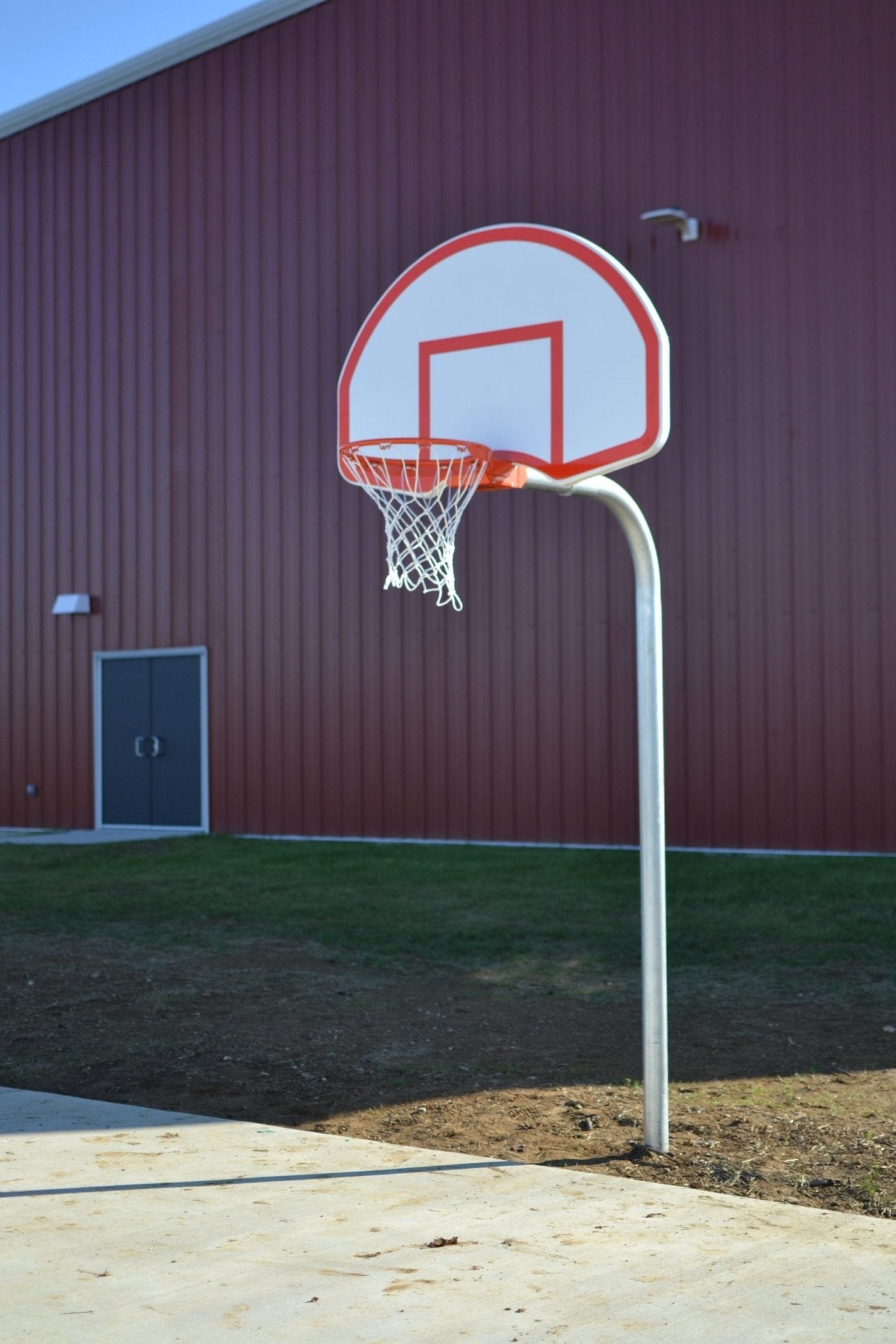 Gared Performance Sports Systems Economy Gooseneck Basketball System 3.5" O.D. with Aluminum Backboard and Fixed Rim (GPS - PK3535) - SchoolOutlet