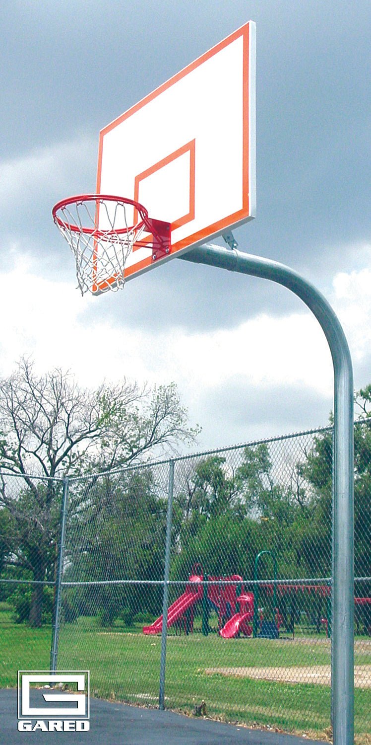 Gared Performance Sports Systems Standard Duty Gooseneck Basketball System 4 - 1/2" O.D. with Steel Backboard and Double Rim (GPS - PK4560) - SchoolOutlet