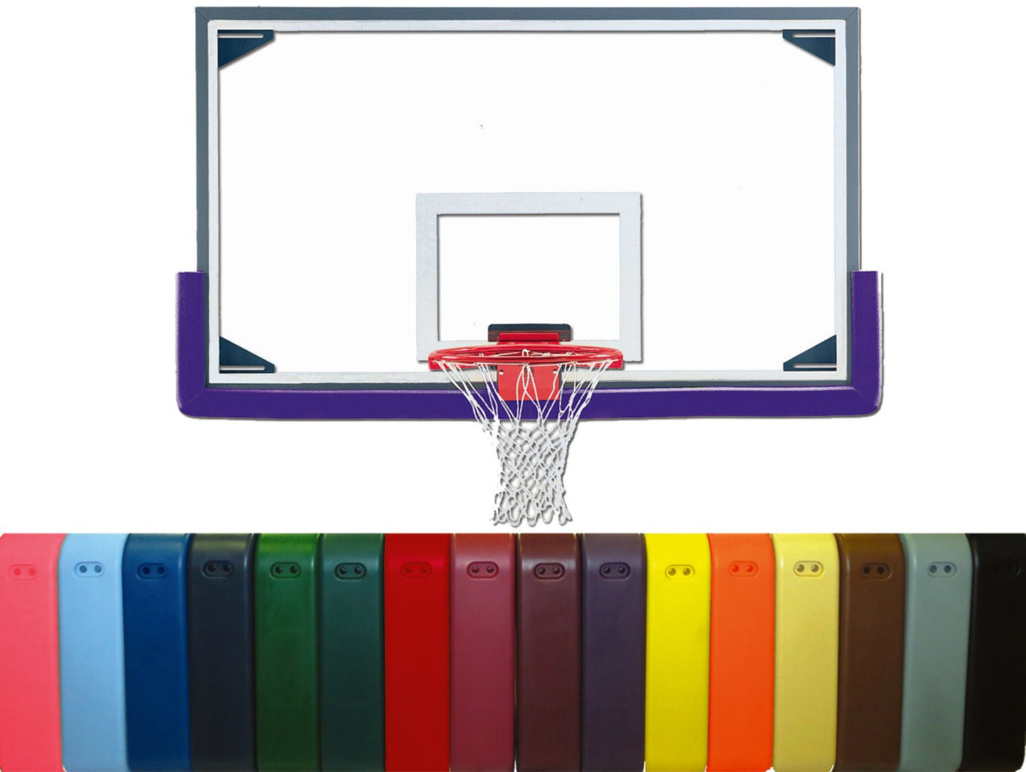 Gared Performance Sports Systems Master Gymnasium Basketball Backboard Package with Glass Board, Breakaway Rim, and Padding (GPS - PKAFR30PM) - SchoolOutlet