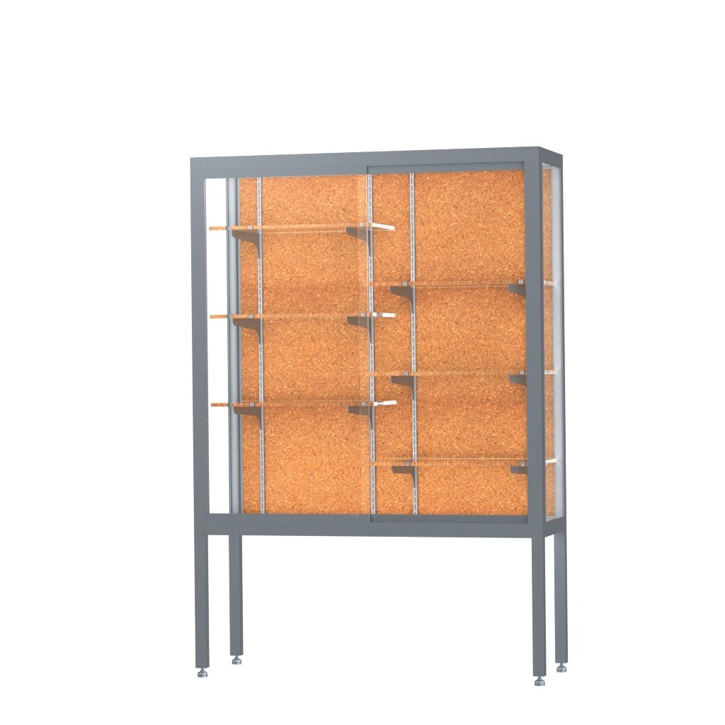 Ghent Challenger Display Case, Open Base, Aluminum Frame, 66"H x 48"W x 16"D (GHE - 11404 - XX) - SchoolOutlet