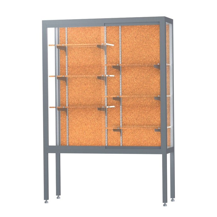 Ghent Challenger Display Case, Open Base, Aluminum Frame, 66"H x 48"W x 16"D (GHE - 11404 - XX) - SchoolOutlet