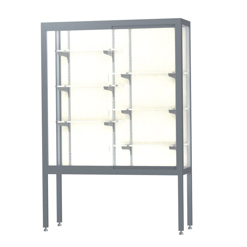 Ghent Challenger Display Case, Open Base, Aluminum Frame, 66"H x 48"W x 16"D (GHE - 11404 - XX) - SchoolOutlet